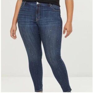 NEW Lane Bryant Super Stretch Signature Fit Skinny Jeans Size 14 Rhinestone Stud
